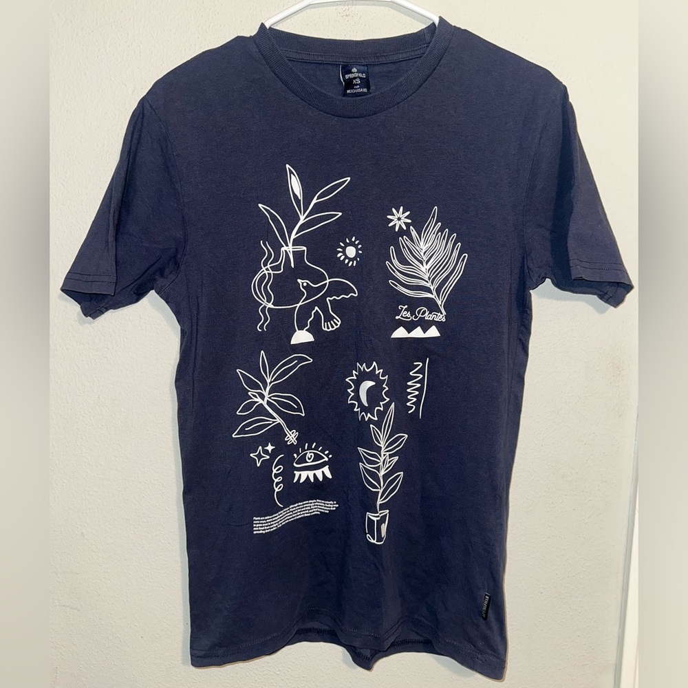 Springfield Navy Blue Graphic Plants Tee